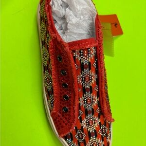 Montana West Red Beaded Slip-On Sneaker
